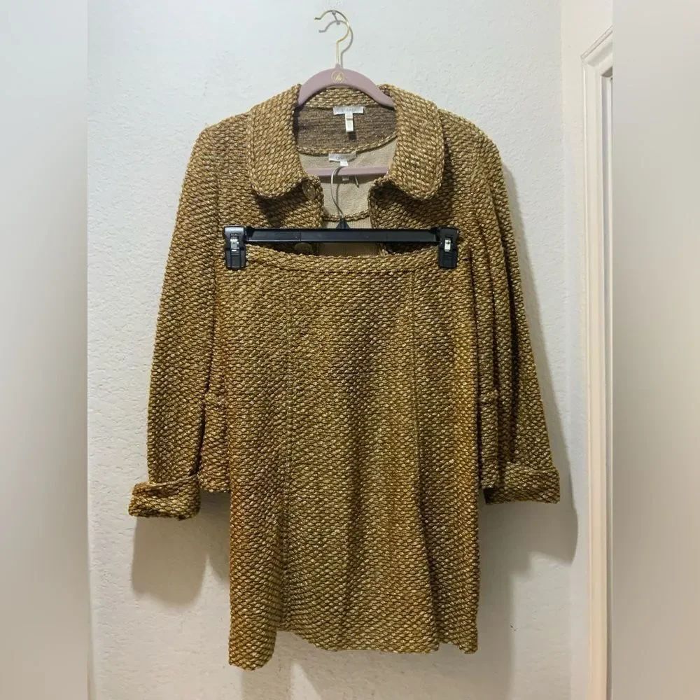 Vintage Escada Soft Jersey Gold  Jacket skirt & Sleeveless Top Size 36 US 6